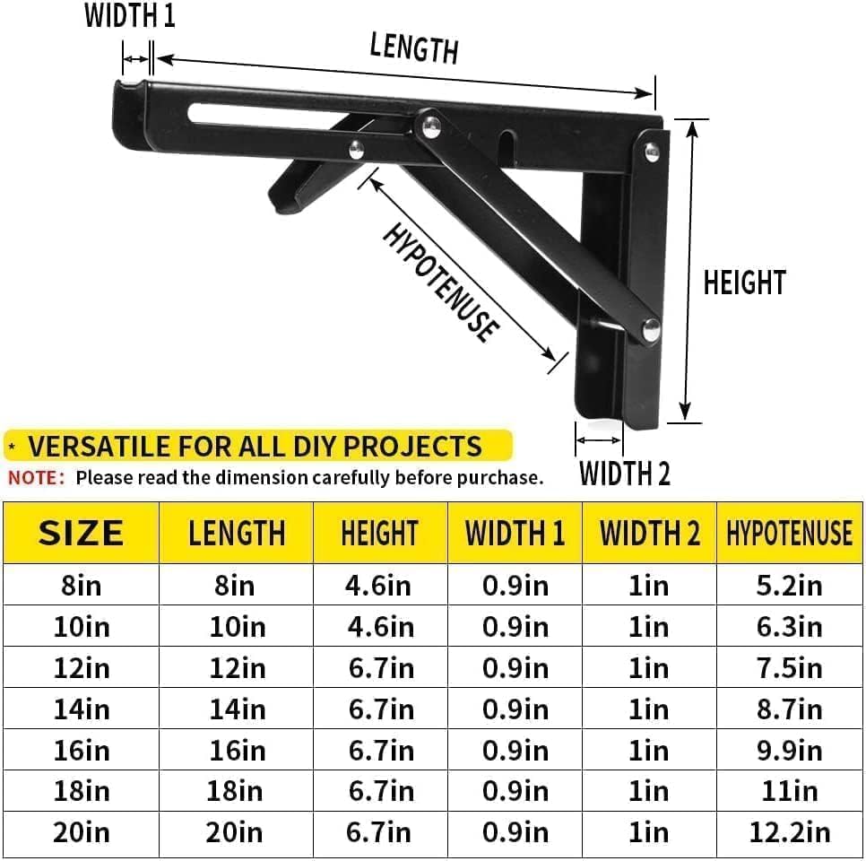 4PCS 14" Folding Shelf Brackets, Shelf Brackets Max. Load 220 lb Collapsible Heavy Duty Stainless Steel DIY Wall Mounted