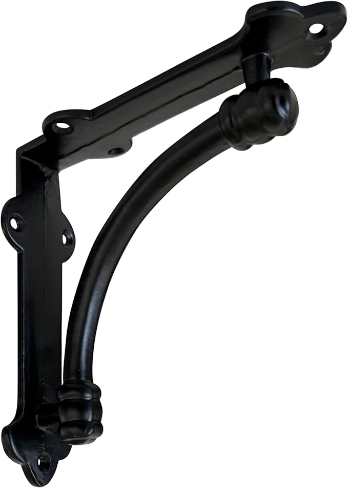 NACH Decorative Shelf Brackets, 4 Pack of 5.25 x 1.25 x 5.25 inch Black Cast Iron Shelf Brackets - Decorative Brackets for Mounting - Industrial Style Brackets
