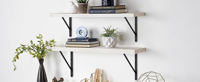 12 Pack L20 x H 12" Black Heavy Duty Shelf Brackets with Screws Metal Shelf Brackets Shelf Support Angle Brackets for Shelves L Brackets Heavy Duty Floating Shelf
