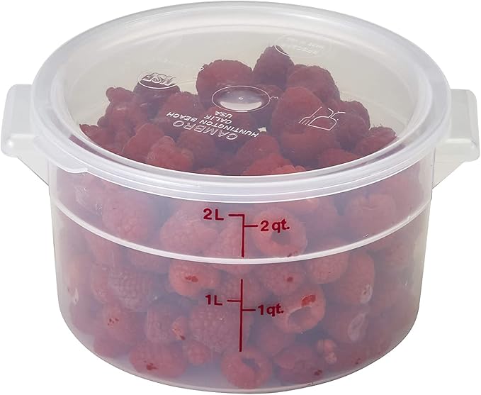 Lumintrail Cambro 2 Quart and 4 Quart Round Food Storage Container, Translucent, with Translucent Lids, Bundle with a Measuring Spoon Set
