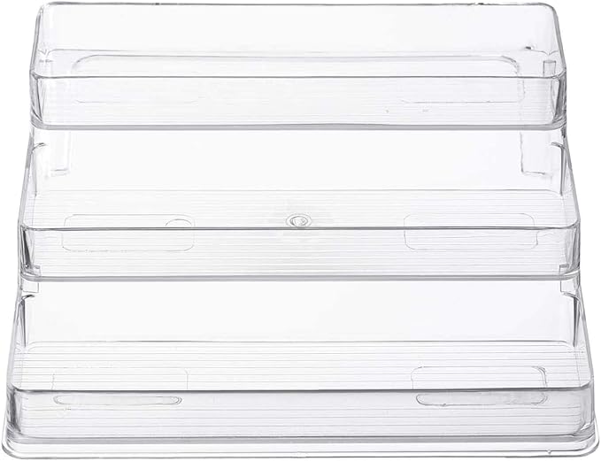 Home Intuition 3-Tier Spice Rack Step Shelf Cabinet Organizer, Clear (2)