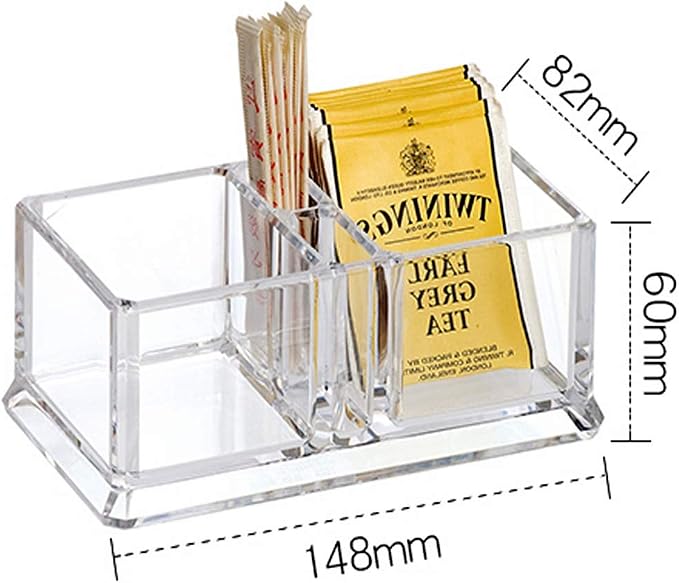 Clear Acrylic Two Lattices Tea Bags Holder Coffee Sugar Bag Case Guest Room Storage Boxes YTBH-001