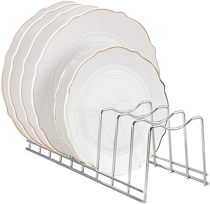 GERUSEA Pot Lid Holder, Stainless Steel Kitchen Organizer Rack Rest, Storage Cutting Boards, Bakeware, Pots & Pans, Serving Trays, Reusable Containers in Cabinet Pantry on Countertop