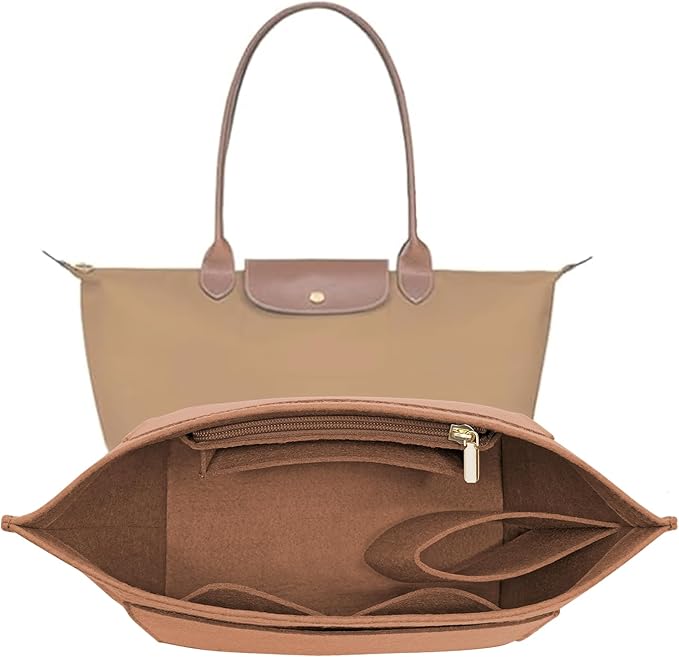 LOUKAYCCI Purse Organizer Insert for Le Pliage Large Handbags Insert Organizer (EarthColor, Large)