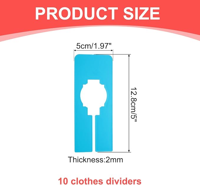 uxcell 10 Pcs Clothes Dividers,Rectangle Closet Rack Dividers Clothing Rack Size Dividers Blank Labels Writable & Reusable for Hanging Clothes Sorting Size, Blue