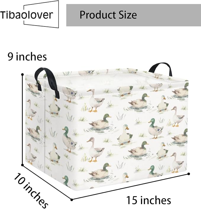 Rectangular Baby Kids Storage Basket for Home Kitchen Girls Cute Toy Storage Bin Organizer Shelf Book Room Decor(Duck)