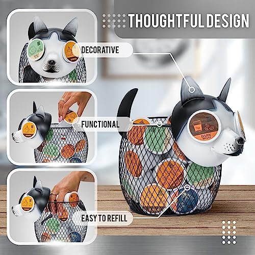 Made Easy Kit Coffee Pod Organizer - Home Coffee Bar Functional Décor - Café Station Countertop Storage Accessories (Hus