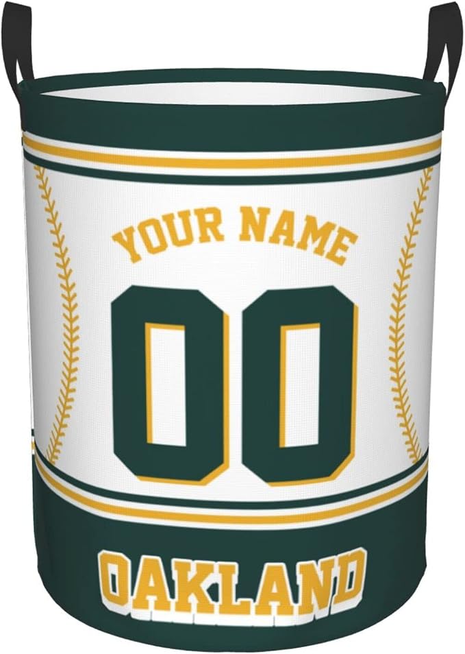 Custom Oakland Laundry Hamper Personalized Laundry Basket Customized Name And Number Collapsible Storage Basket for Bedroom Bathroom Living Room Baseball Fan Gifts