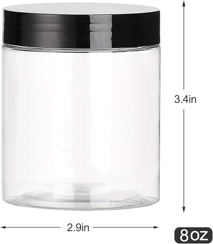 Dabacc 8 OZ Plastic Jars with Lids, 24 Pack Clear Plastic Slime Containers for Kitchen and Household Food Storage of Dry Goods, Creams and More, BPA Free