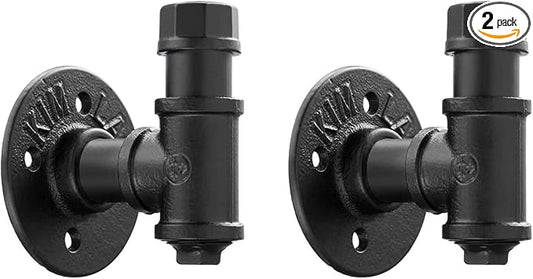 Elibbren 2 Pack Vintage Bathroom Robe and Towel Wall Hooks for Hanging, Rustic Style Industrial Iron Pipe Coat Hook Wall Mounted Heavy Duty Farmhouse DIY, Mounting Hardware Included