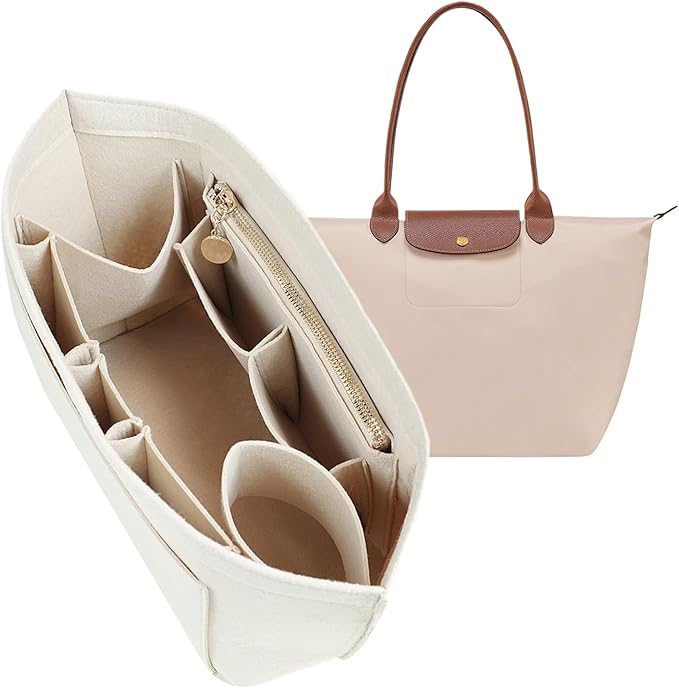 Organizer Insert For Long Champ Le Pliage Purse organizer Premium Felt 1012-25beige-S