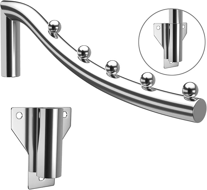 Folding Wall Mounted Clothes Hanger Rack, Swing Arm Holder Stainless Steel Garment Hooks, Space Saver Clothing Hanging System Closet Storage Organizer for Laundry Room Bedrooms, Clothing Drying Rack