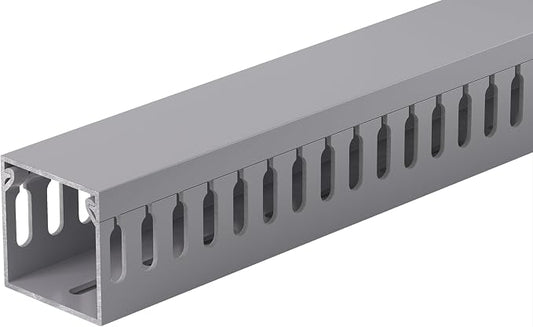 ZhiYo H1.4in W1.4in Professional Server Rack Cable Management Raceway, 132in (8 x L16.5in) Cable Raceway Kit, Electrically Safe PVC Open Slot Wire Raceway for Under Desk/Computer/Network Cords, Grey