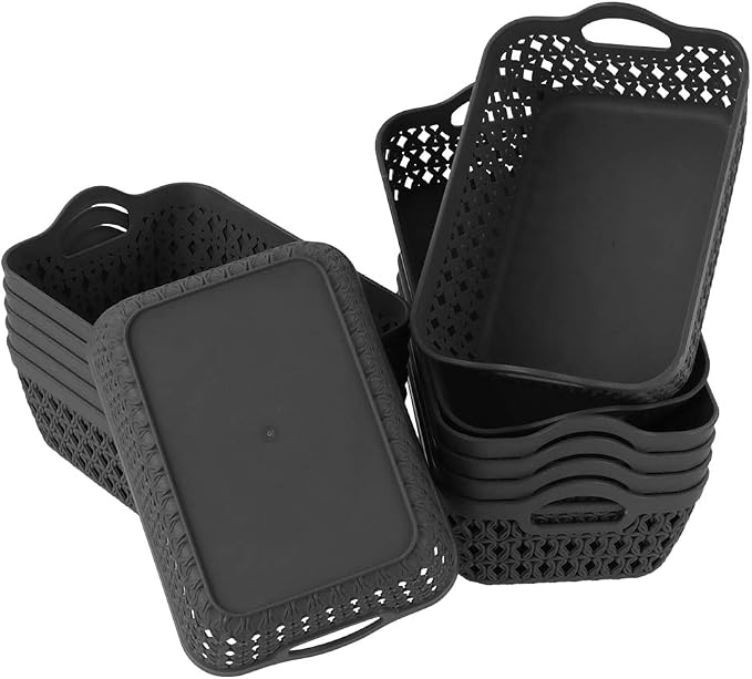 12-Pack Mini Plastic Storage Baskets Trays, Gray Tiny Storage Baskets