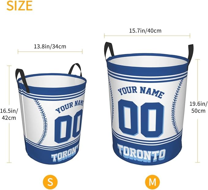 Custom Toronto Laundry Hamper Personalized Laundry Basket Customized Name And Number Collapsible Storage Basket for Bedroom Bathroom Living Room Baseball Fan Gifts