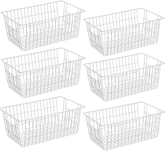 Slideep Farmhouse Freezer Baskets Organizer Storage Bins Large Organizer Baskets for Storage, Office, Bathroom, Pantry Organization Storage Bins Rack with Handles 6 Pack