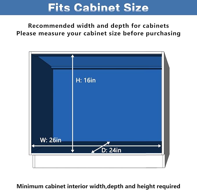 ROOMTEC Pull Out Cabinet Organizer (25½"W x 21½"D),2 Tier Pull Out Storage Shelf Drawer Basket,Sliding Shelves for Base Cabinet Organization in Kitchen, Bathroom, Pantry