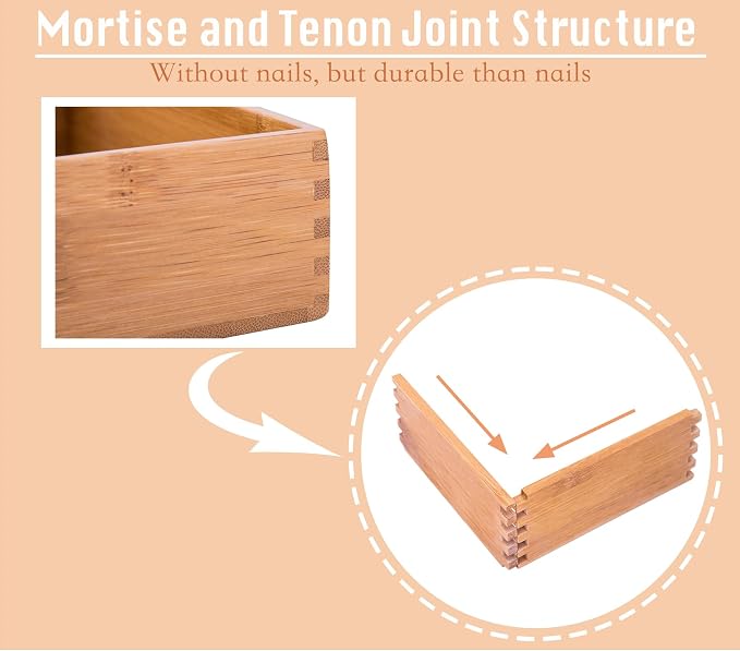 Bamboo Wardrobe Clothes Jewellery Organizer Box Square Oragnizer Boxes Wooden Snack Nut Storage Boxes, Bamboo 8"*8"
