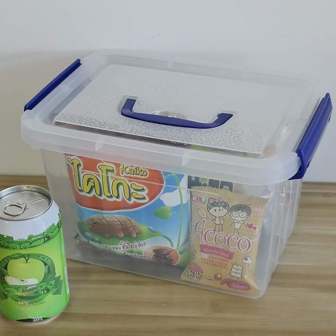 Clear Storage Box with Lid, 6 Liter Small Plastic Box Bins Set of 6