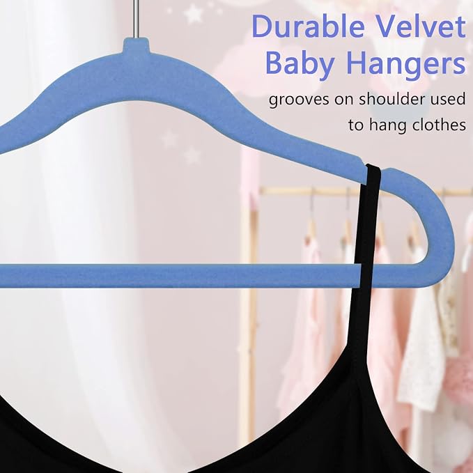 GoodtoU Velvet Baby Hangers Kids Hangers for Closet Infant Childrens Hanger Kids Clothes Hanger - Blue