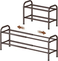 Gonfoam Shoe Rack for Closet, Expandable Shoe Organizer Storage Shelf, Adjustable Metal Free Standing Small Closet Shoe Rack for Entryway, Doorway (2-Tier Bronze)