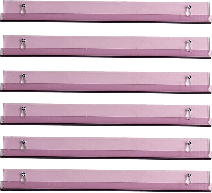 Sooyee 15 Inch Wall Shelves - Floating Shelf, Small Bookshelf for Kids Room, Hanging Shelves for Wall Storage, Toy Picture Ledge Display Shelf, 6 Pack, Violet