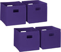 RiverRidge Folding Storage Bins with Handles Dark Purple Cube Storage Organizer for Closet, Bedroom & Playroom - Closet Organizers and Storage Set of 4
