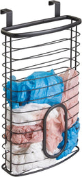 mDesign Steel Hanging Cabinet Storage Organizer Holder for Kitchen, Pantry - Holds Plastic, Sandwich, Garbage, Grocery and Trash Bags; Wrap, Foil, Pack - Spira Collection - Black