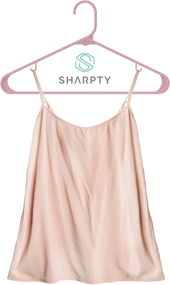 Sharpty Plastic Hangers Clothes Hangers for Clothing, Closet, Coats & Shirts - Durable & Space Saving - for Everyday Standard Use, Room Essentials & Basics - 60 Pack - Pink