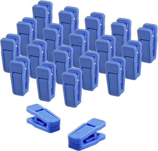 Premium Heavy Duty ABS Plastic Slim-line Hanger Set of Finger Clips for Velvet Hangers - 20 Pack (Blue)
