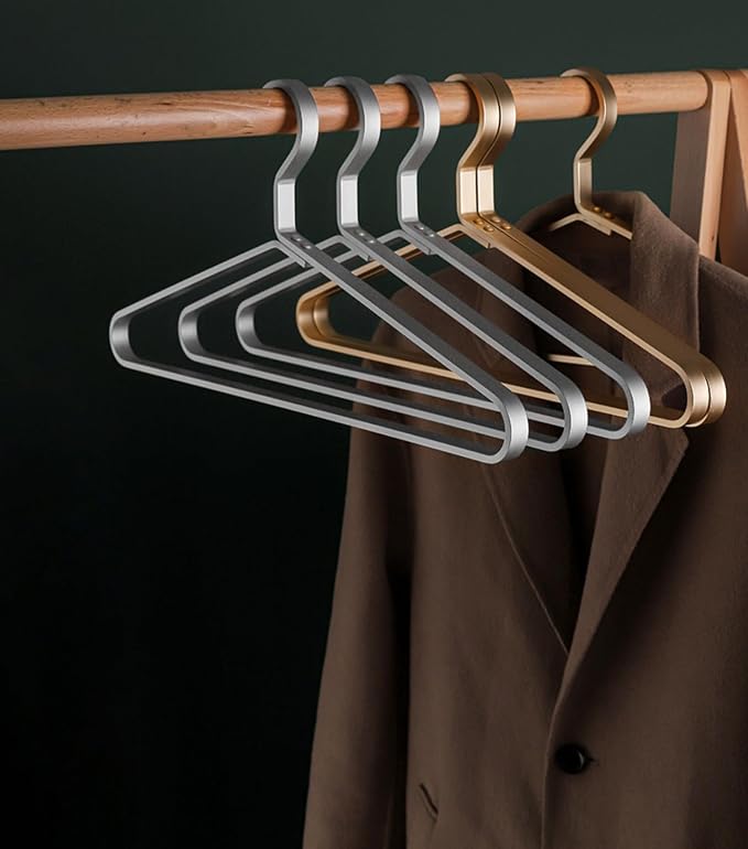 Premium Matte Silvery Aluminum Coat Hangers 6 Piece Set, 17.7” Extra Smooth & Durable Metal Shirt Dress Hanger,Aluminum Alloy Hanger,Clothing Support,Clothing Hang