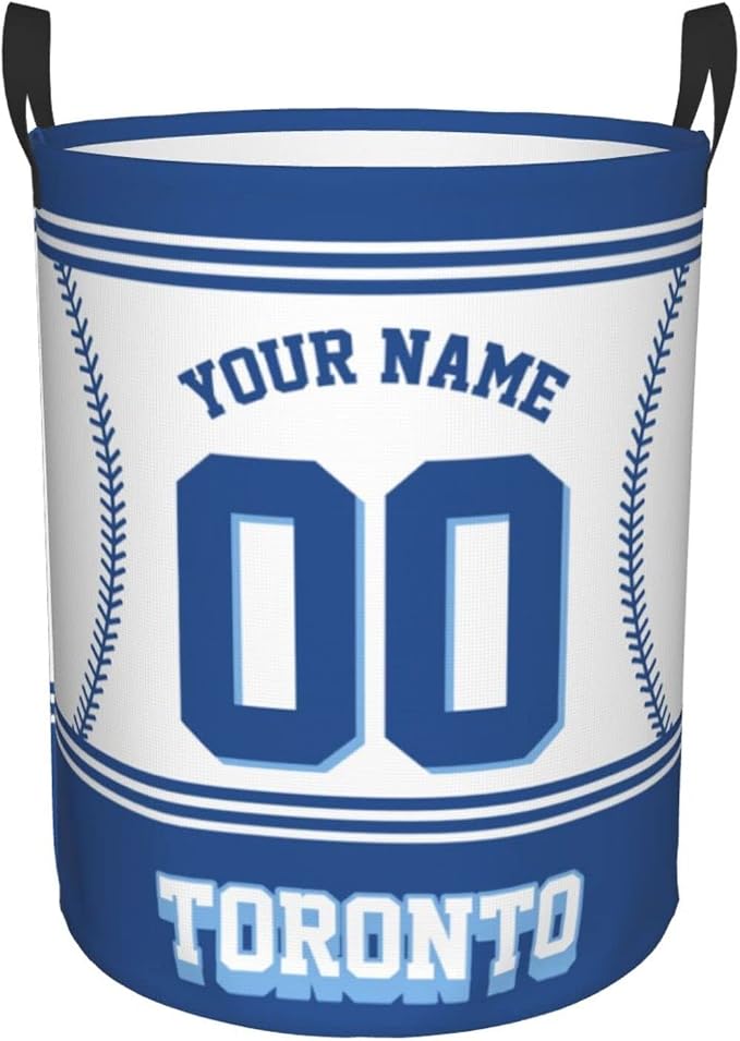 Custom Toronto Laundry Hamper Personalized Laundry Basket Customized Name And Number Collapsible Storage Basket for Bedroom Bathroom Living Room Baseball Fan Gifts