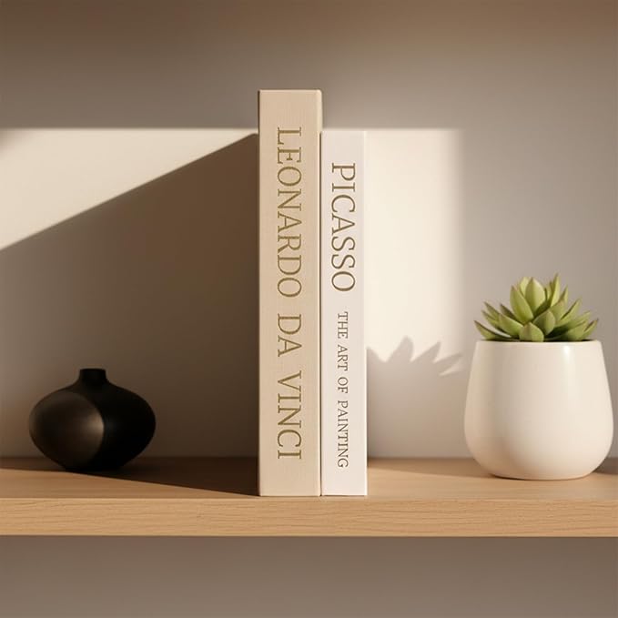 Decorative Books with Picture Frame Set - Set of 2 Decorative Books for Home Decor - Linen Faux/Fake Book for Coffee Table, Bookshelf or Bedside Decor - Hidden Storage Box for Remote & Photo