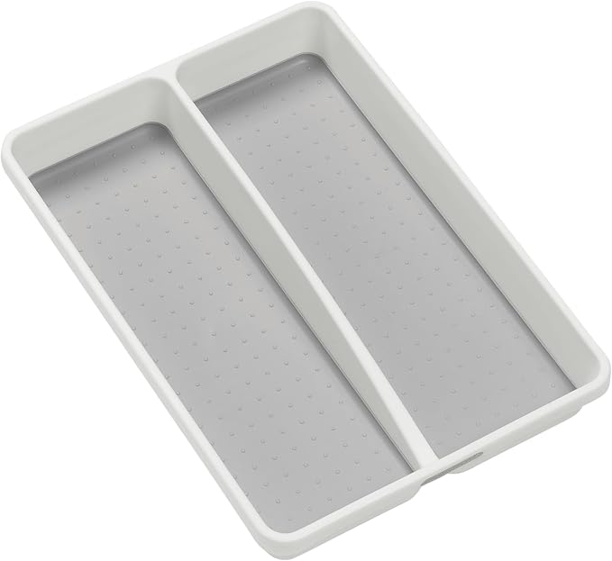 madesmart Small Utensil Tray, Multi Purpose Storage Organizer, Deep Storage for Ladles, Whisks & Serving Tools, Non Slip Lining, for Drawers & Home Organization, White