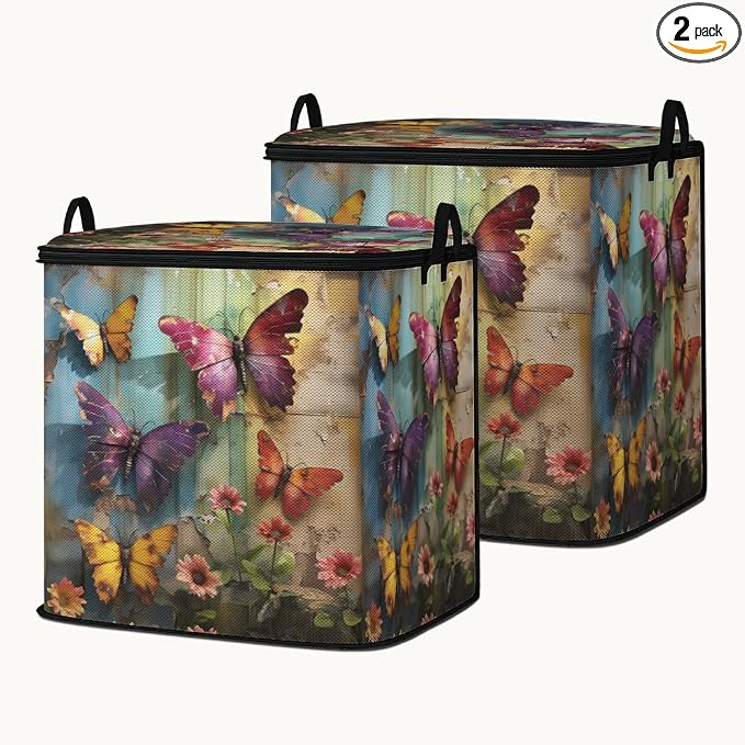 2pcs blanket storage bag for under bed,closet organizers 95L | clothing sweater sheet bedding comforter duvet quilt pillow toy storage bags with lids,dorm room essentials for containers