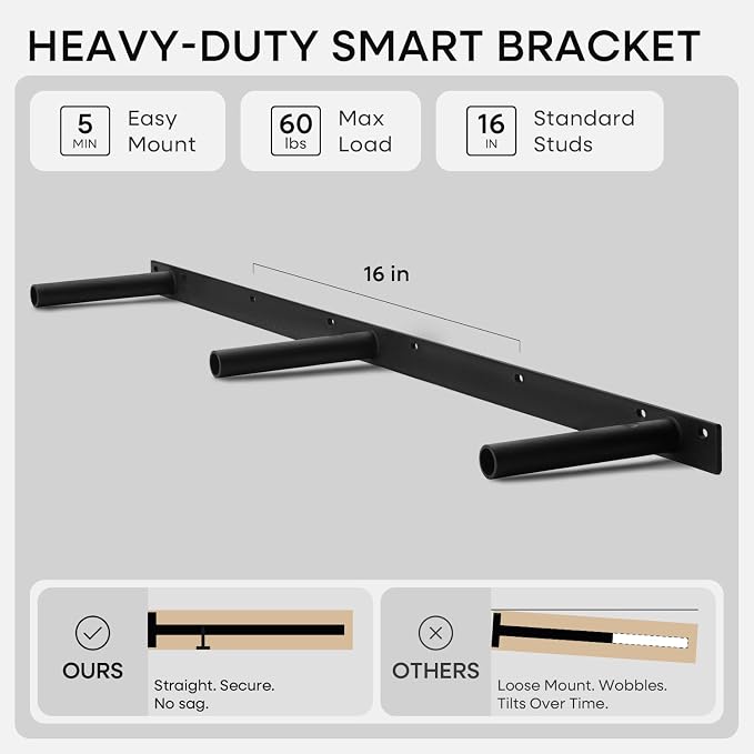 Homeforia Black Floating Shelf 48 inches, High End Solid Real Wood 48 inch Long Floating Shelves for Wall, Black Wooden 48inch Large Floating Shelves, Heavy Duty Bracket, 48 X 6.5 X 1.75 in, Set of 2