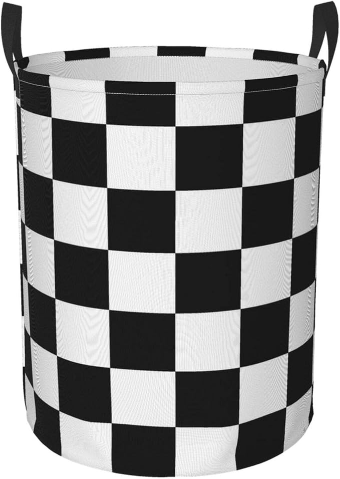 Black and White Checkerboard Pattern Laundry Basket,Laundry Hamper,Collapsible Storage Bin, Oxford Fabric Clothes Baskets,Nursery Hamper For Home,Office,Dorm,Gift Basket