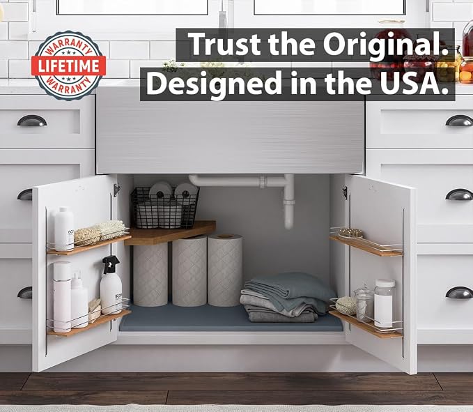 BASIN - Heavy Duty Under Sink Mat - Original Silicone Under Sink Mats for Waterproof - Under Sink Tray - Under Sink Cover Kitchen Cabinet Liner - 28x22