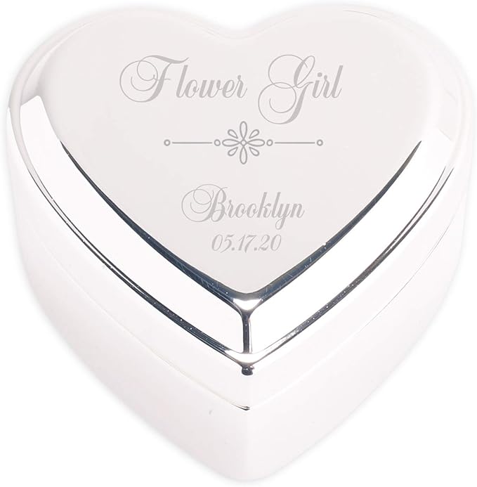 Cherished Moments Personalized Flower Girl Jewelry Box, Heart Keepsake