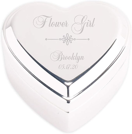 Cherished Moments Personalized Flower Girl Jewelry Box, Heart Keepsake