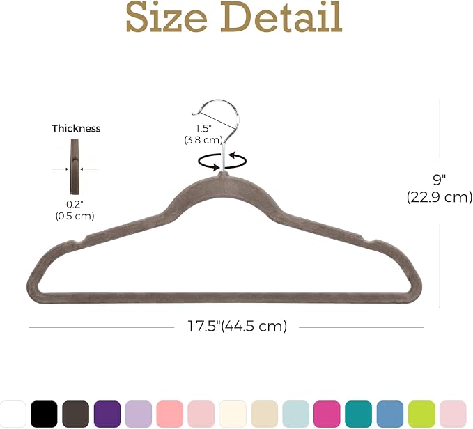HOUSE DAY Taupe Velvet Hangers 60 Pack, Non Slip Clothes Felt Hanger Heavy Duty for Coat, Premium Slim Space Saving Suit Hangers for Closet Organizer, 360° Rotating Silver Hook
