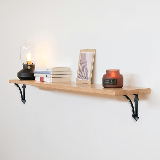 NACH Decorative Shelf Brackets, 4 Pack of 7.25 x 1.6 x 7.25 inch Black Cast Iron Shelf Brackets - Decorative Brackets for Mounting - Industrial Style Brackets - Slim Version - AD-90-064M