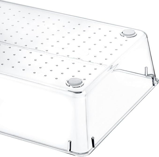 Kingrol 6 Pack 12 x 6 x 2 Inch Clear Drawer Organizer Trays, Desk Drawer Divider Storage Bins, Storage Box Set for Utensils Junks Vanities Makeups Jewelry Office Craft Supplies