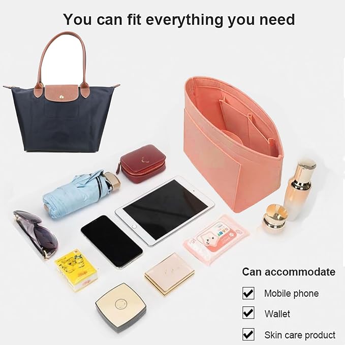 Lckaey Purse Organizer Insert for Le Pliage Neo Handbags Insert Organizer1012pink-S