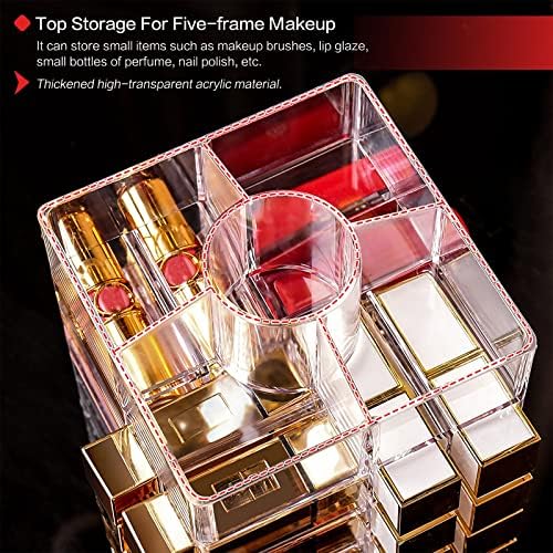 Acrylic Lipstick Tower, Rotating Lipstick Organizer with 53 Slots