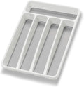 Loyareal Silverware Organizer Utenisl Organizer Holder Kitchen Drawer Organizer Plastic Silverware Tray for Drawer Flatware Organizer 5 Compartment White