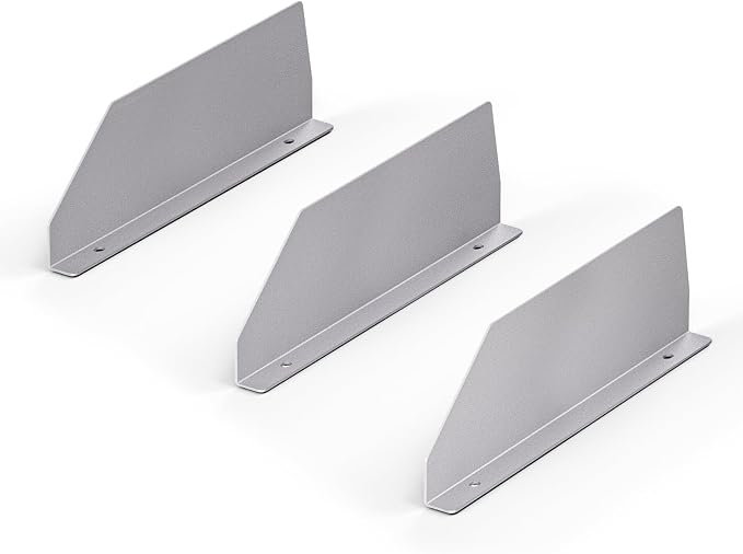 AA Products P-SH-Divider-16Top 4.3" Heightened Version Shelf Divider Shelf Accessories Designed for top Boards of 16" Depth Van Shelving Storage, Set of 3 - Grey