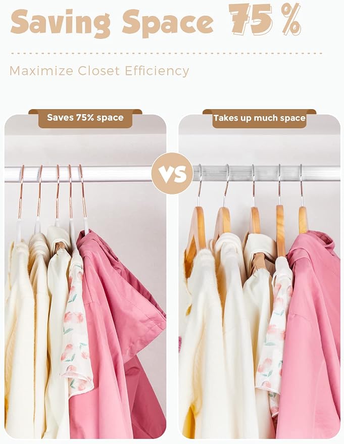 Smartor Kids Velvet Hangers 100 Pack, 14'' Inch Premium Non Slip Kids Felt Hangers for Closet, Space Saving Toddler Clothes Hanger for Youth's Childrens' Clothes (Rose Gold Hook)- White