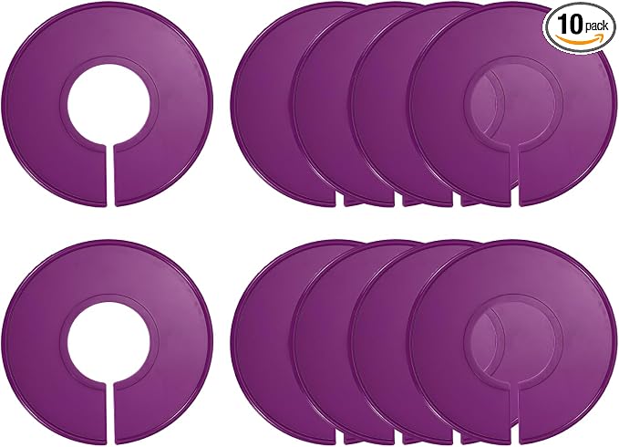 uxcell 10 Pcs Clothes Dividers,Round Closet Rack Dividers Clothing Rack Size Dividers Blank Labels Writable & Reusable for Hanging Clothes Sorting Size, Purple
