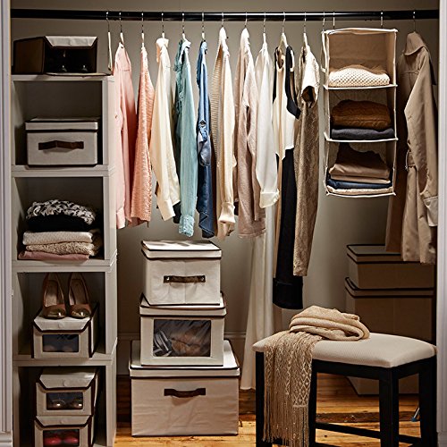 Richards Homewares 3 Shelf Sweater Organizer, 10"W X 15" D X 24" H-Canvas/Natural